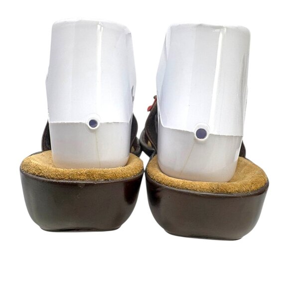 CLARKS BENDABLES‎ Lena Admire Brown Leather Flower Detail Slide Sandals - Picture 6 of 9